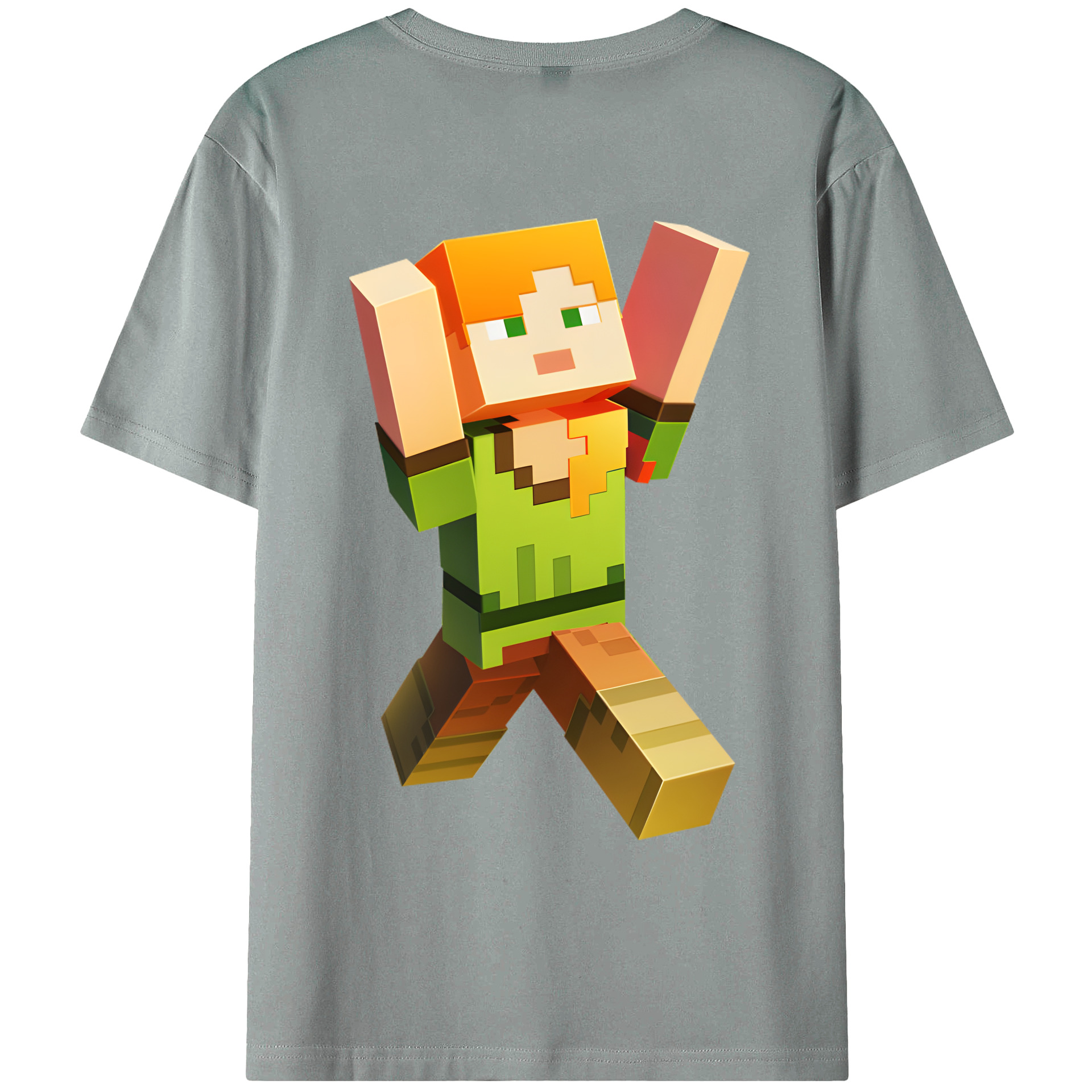 （画像用） マインクラフト ブロックの世界 Minecraft MC Block world 綿100％ メンズ半袖Tシャツ（バックプリント） 通気性